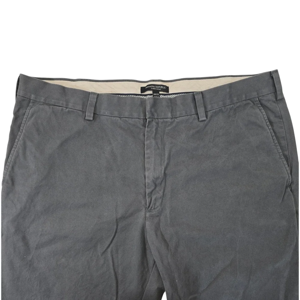 Banana Republic Aiden Chino Pants Men 38x32 Grey Flat Front Slim‎ Fit Cotton